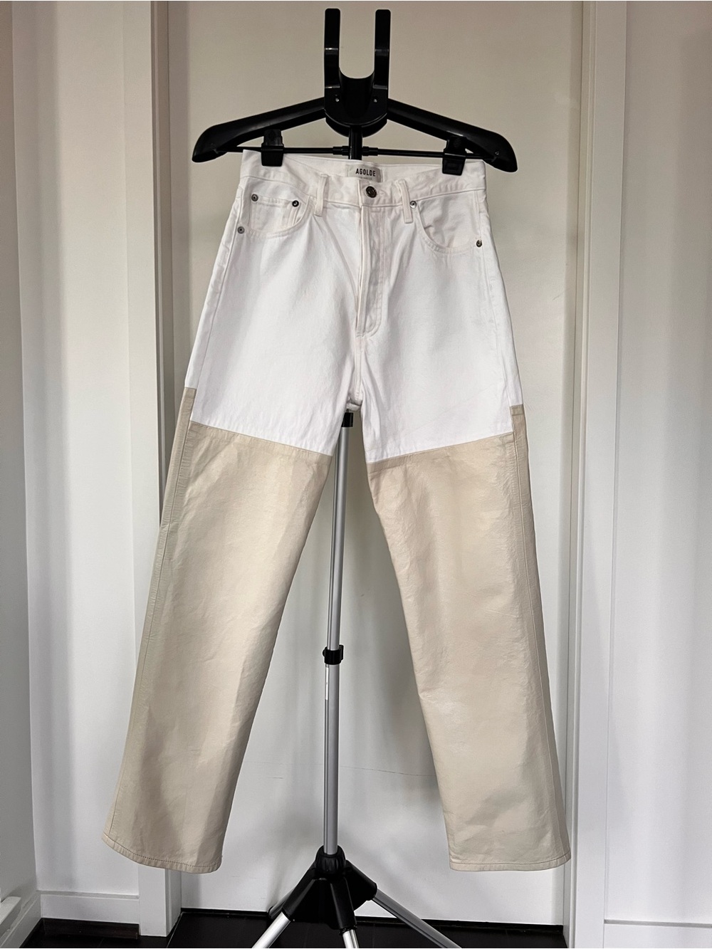 Agolde White High-Rise Two Toned Jeans